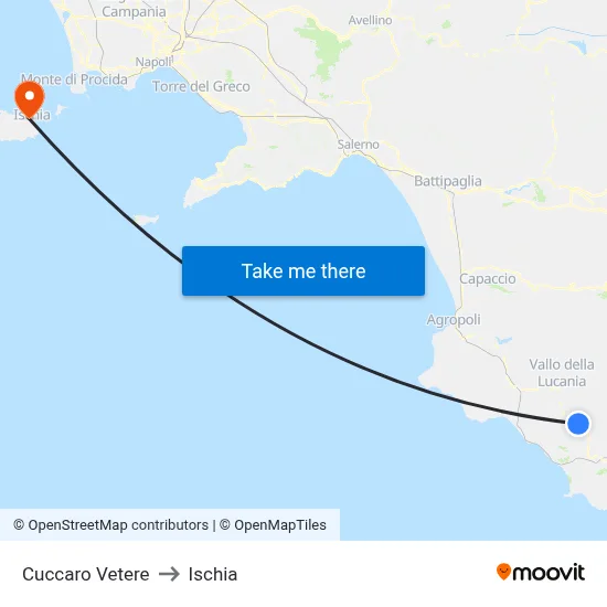 Cuccaro Vetere to Ischia map