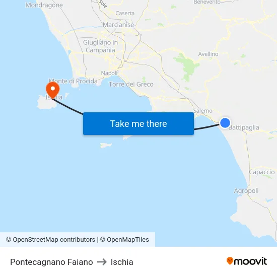 Pontecagnano Faiano to Ischia map