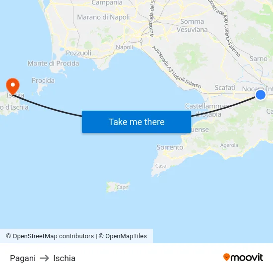 Pagani to Ischia map