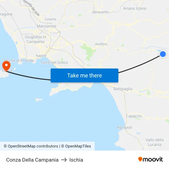 Conza Della Campania to Ischia map