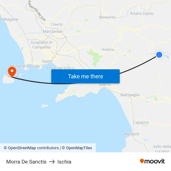 Morra De Sanctis to Ischia map