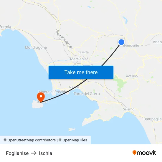 Foglianise to Ischia map