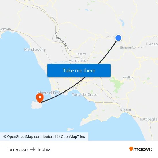 Torrecuso to Ischia map