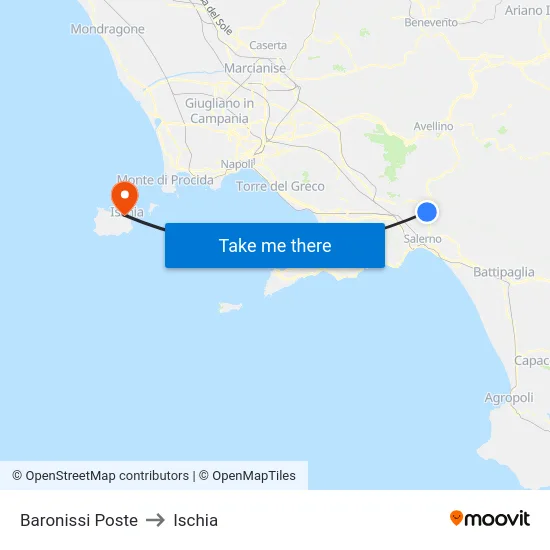 Baronissi Post Office to Ischia map