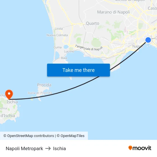 Napoli Metropark to Ischia map