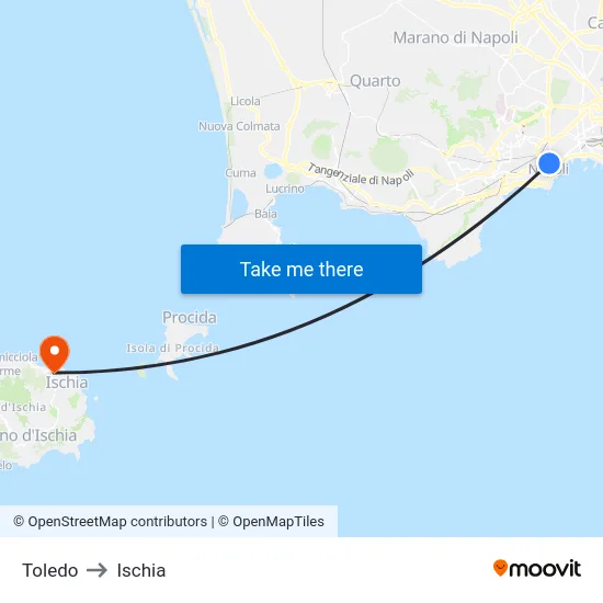 Toledo to Ischia map
