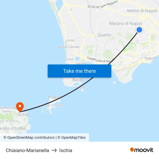 Chiaiano-Marianella to Ischia map
