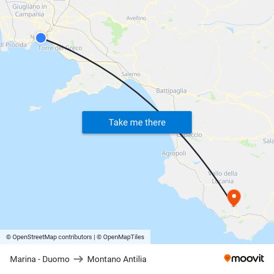 Marina - Duomo to Montano Antilia map