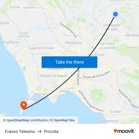 Frasso Telesino to Procida map