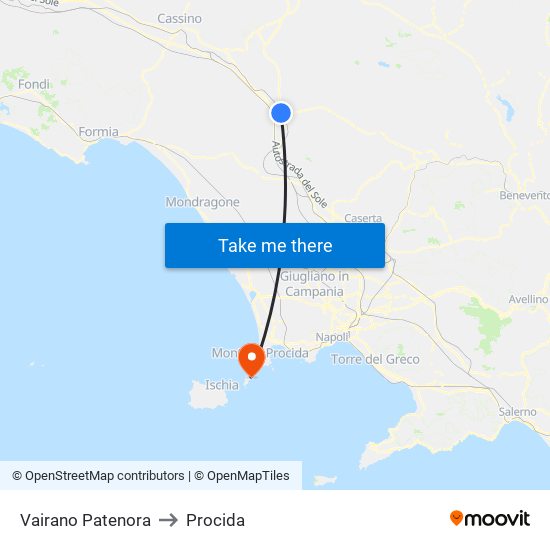 Vairano Patenora to Procida map