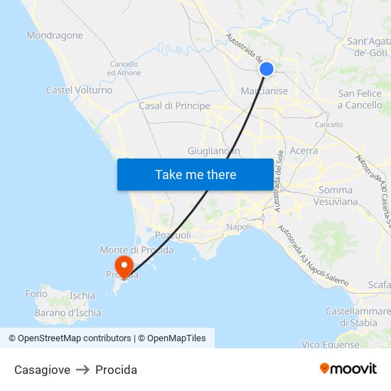 Casagiove to Procida map