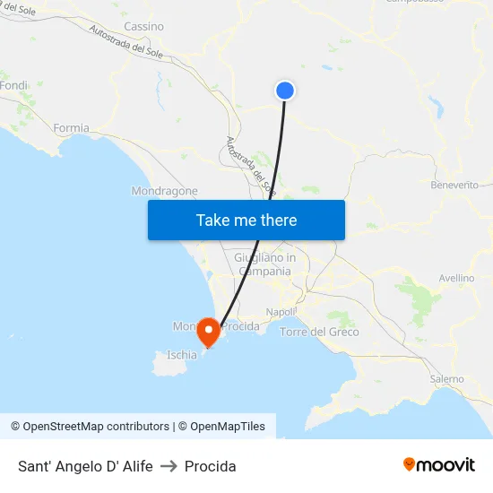 Sant' Angelo D' Alife to Procida map