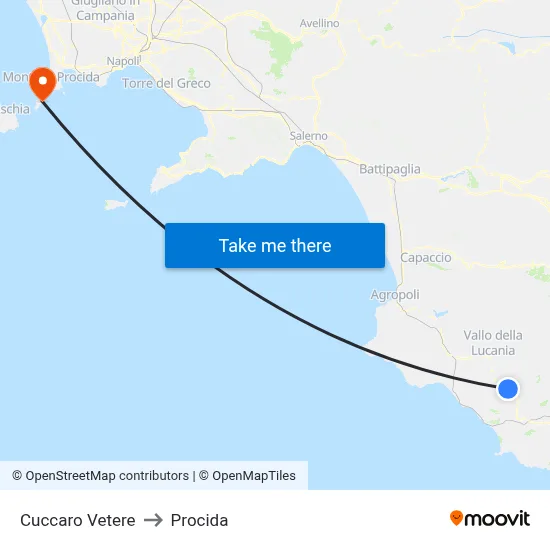 Cuccaro Vetere to Procida map