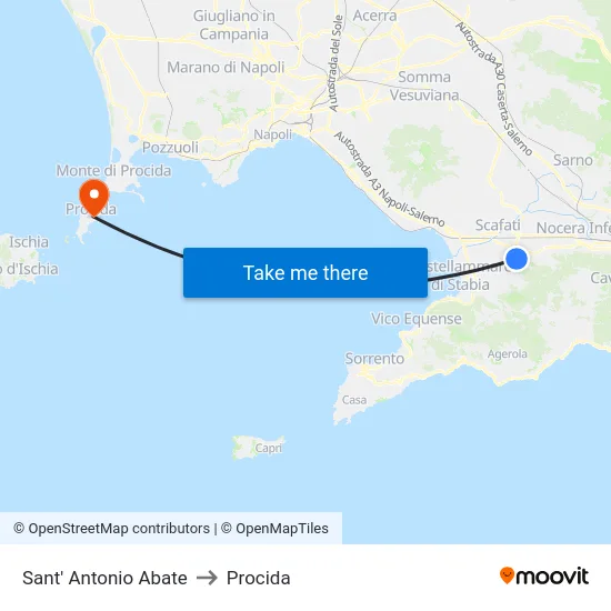 Sant' Antonio Abate to Procida map