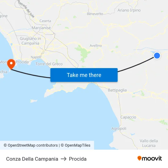 Conza Della Campania to Procida map