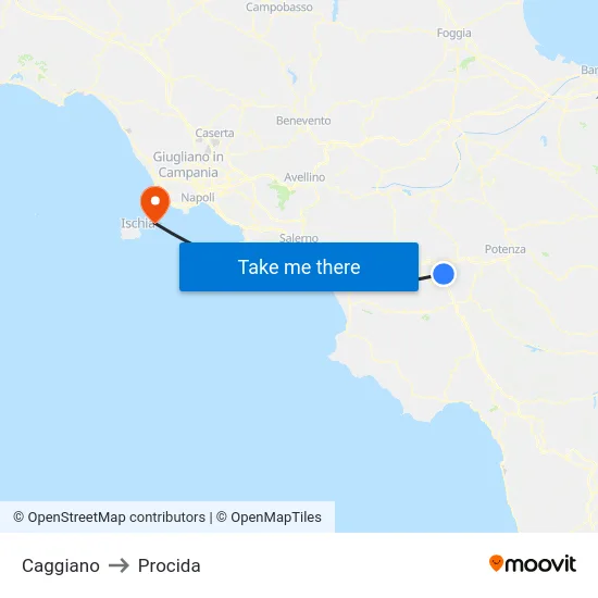 Caggiano to Procida map