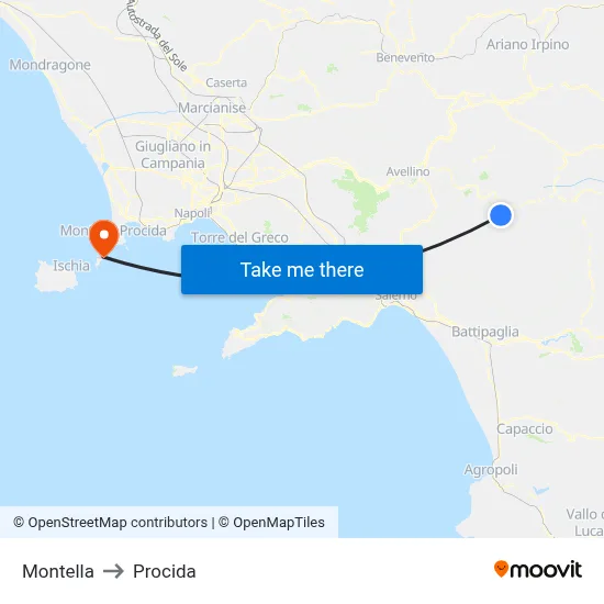 Montella to Procida map