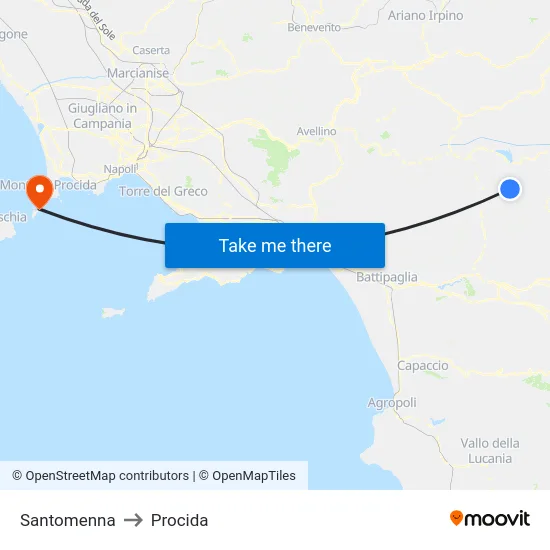 Santomenna to Procida map