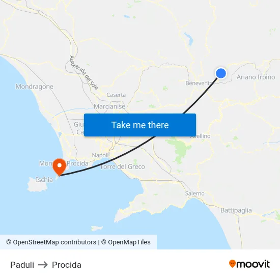 Paduli to Procida map