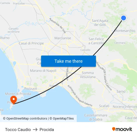 Tocco Caudio to Procida map
