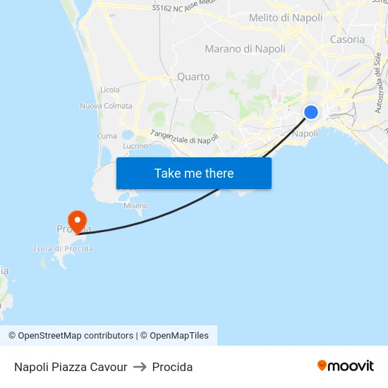 Napoli Piazza Cavour to Procida map