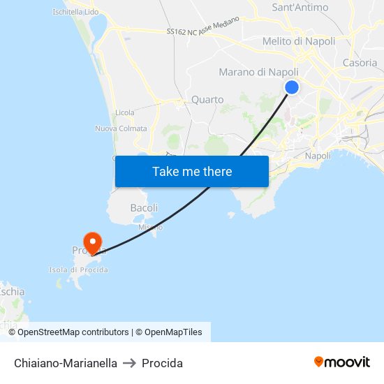 Chiaiano-Marianella to Procida map