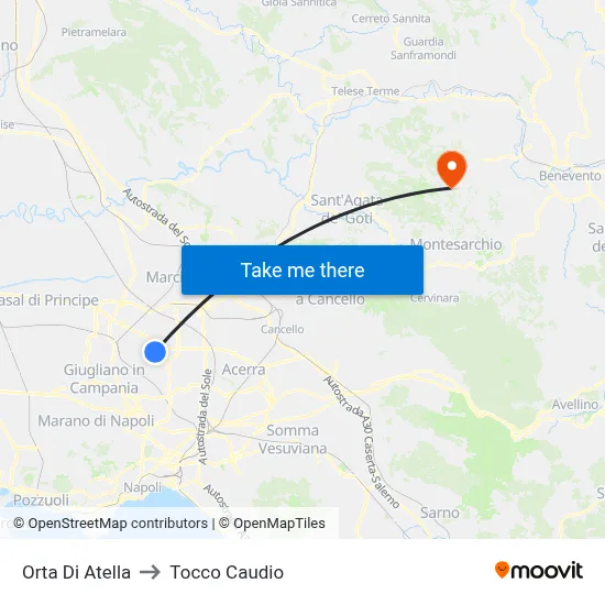 Orta di Atella to Tocco Caudio map