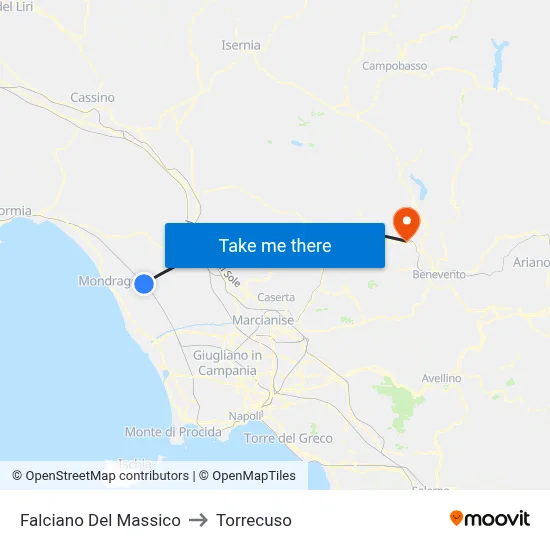 Falciano Del Massico to Torrecuso map