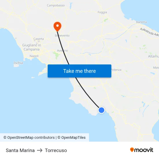 Santa Marina to Torrecuso map