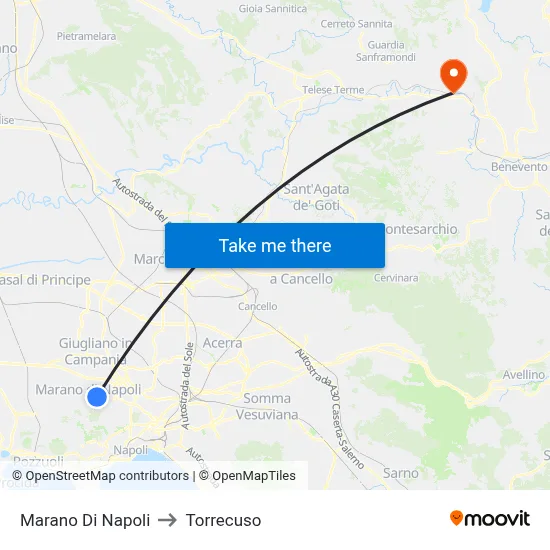 Marano Di Napoli to Torrecuso map