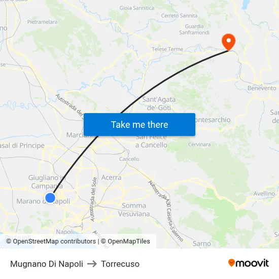 Mugnano Di Napoli to Torrecuso map