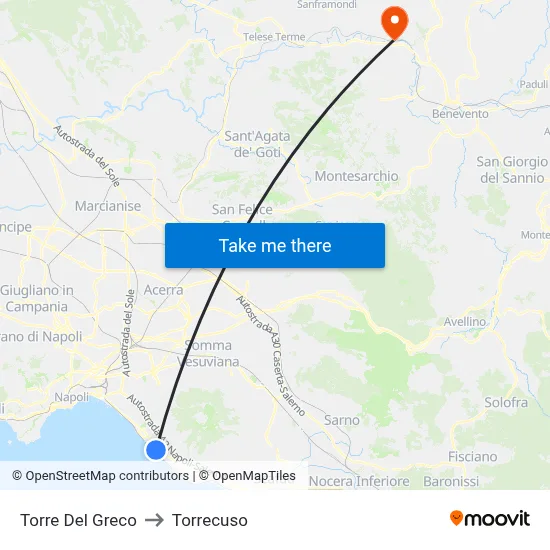 Torre Del Greco to Torrecuso map