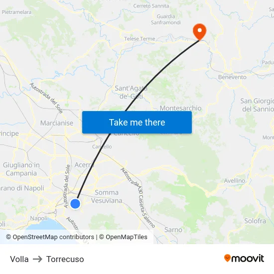 Volla to Torrecuso map