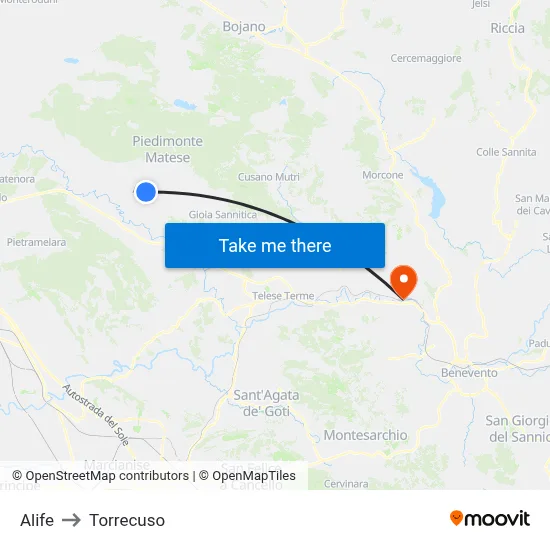 Alife to Torrecuso map