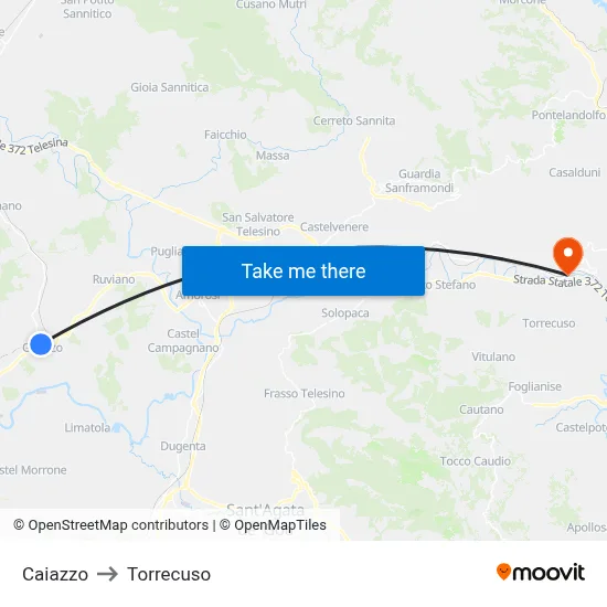 Caiazzo to Torrecuso map