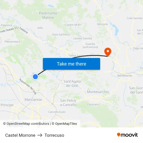 Castel Morrone to Torrecuso map