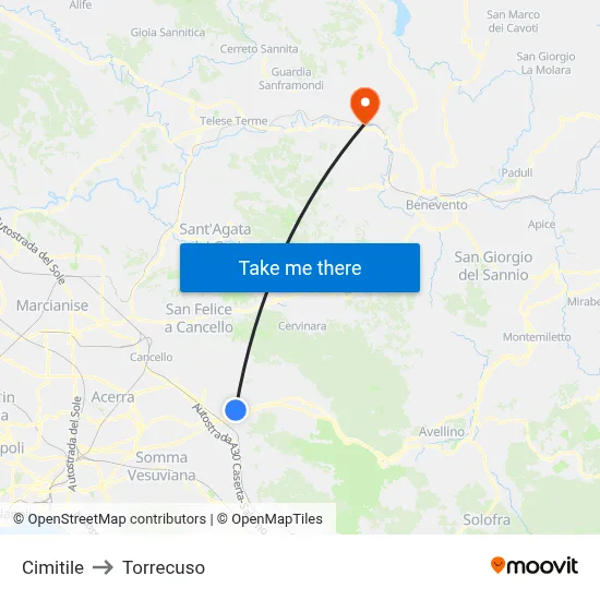 Cimitile to Torrecuso map