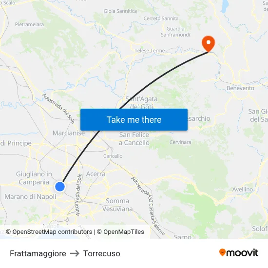 Frattamaggiore to Torrecuso map