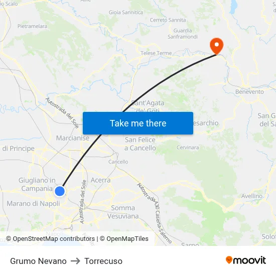 Grumo Nevano to Torrecuso map