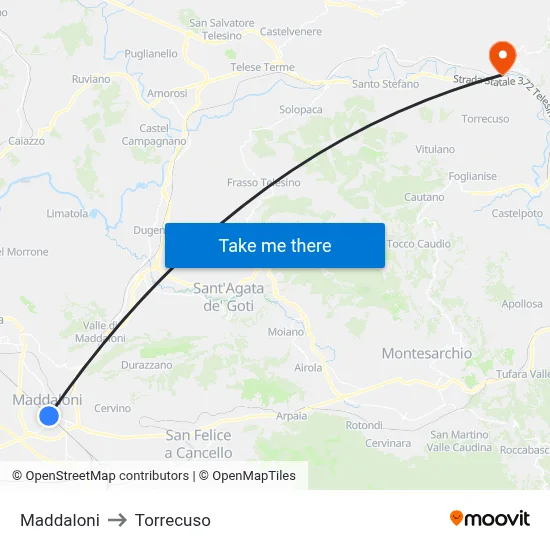 Maddaloni to Torrecuso map