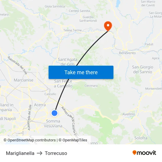 Mariglianella to Torrecuso map