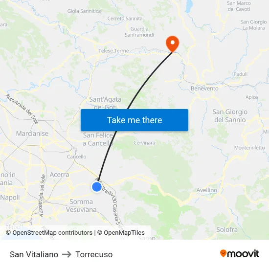 San Vitaliano to Torrecuso map