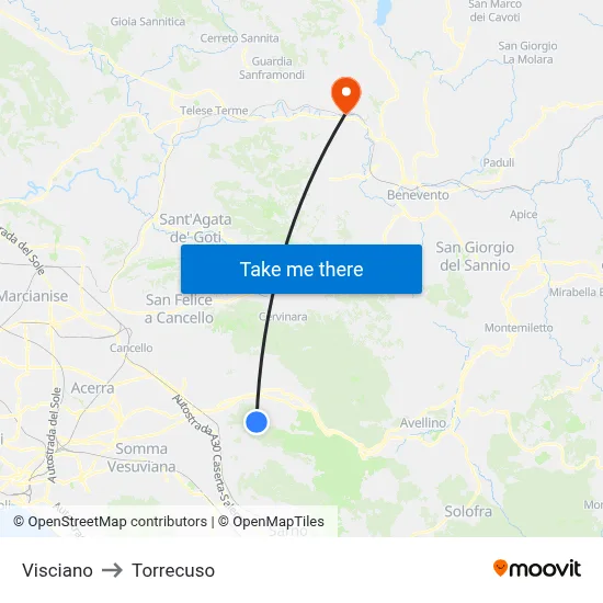 Visciano to Torrecuso map