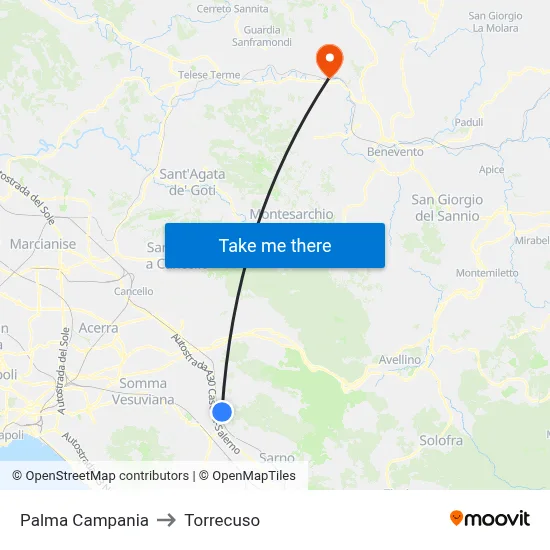 Palma Campania to Torrecuso map