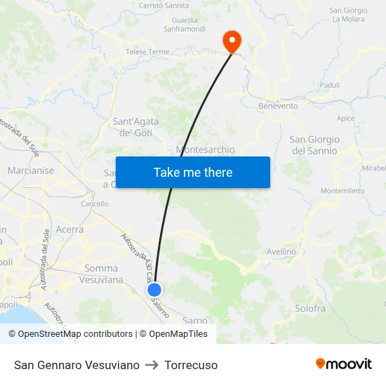 San Gennaro Vesuviano to Torrecuso map