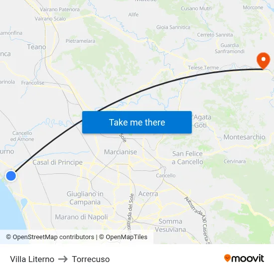 Villa Literno to Torrecuso map