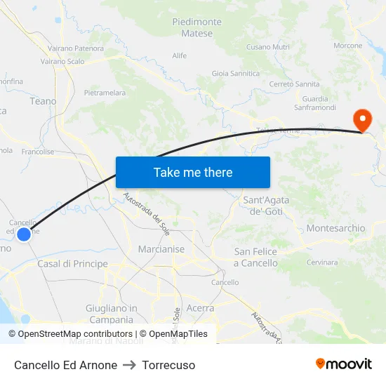 Cancello Ed Arnone to Torrecuso map