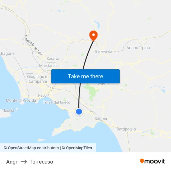 Angri to Torrecuso map