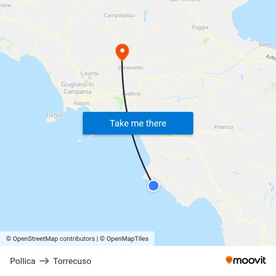 Pollica to Torrecuso map