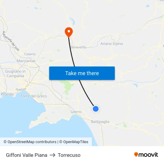 Giffoni Valle Piana to Torrecuso map